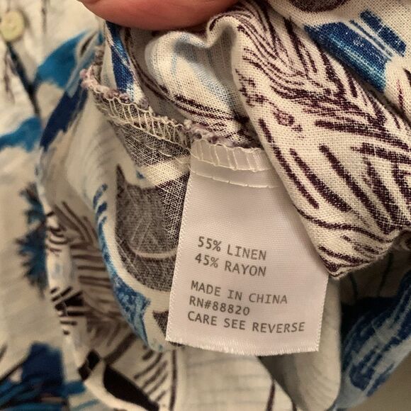 C&C Tropical Print 2pc Set Top Crop/ Joggers Cargo Style Linen Blend Size S - Picture 7 of 15